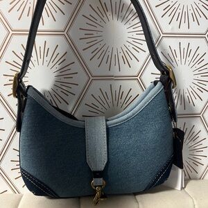 Coach Two-Tone Blue Denim Shoulder Bag